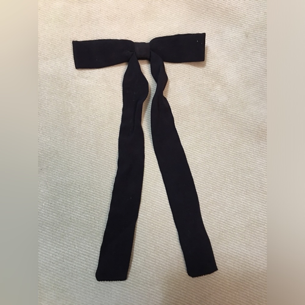 Vtg ORMOND Slide Clip Colonel Sanders  BLACK BOW TIE Equestrian Neck Tie
